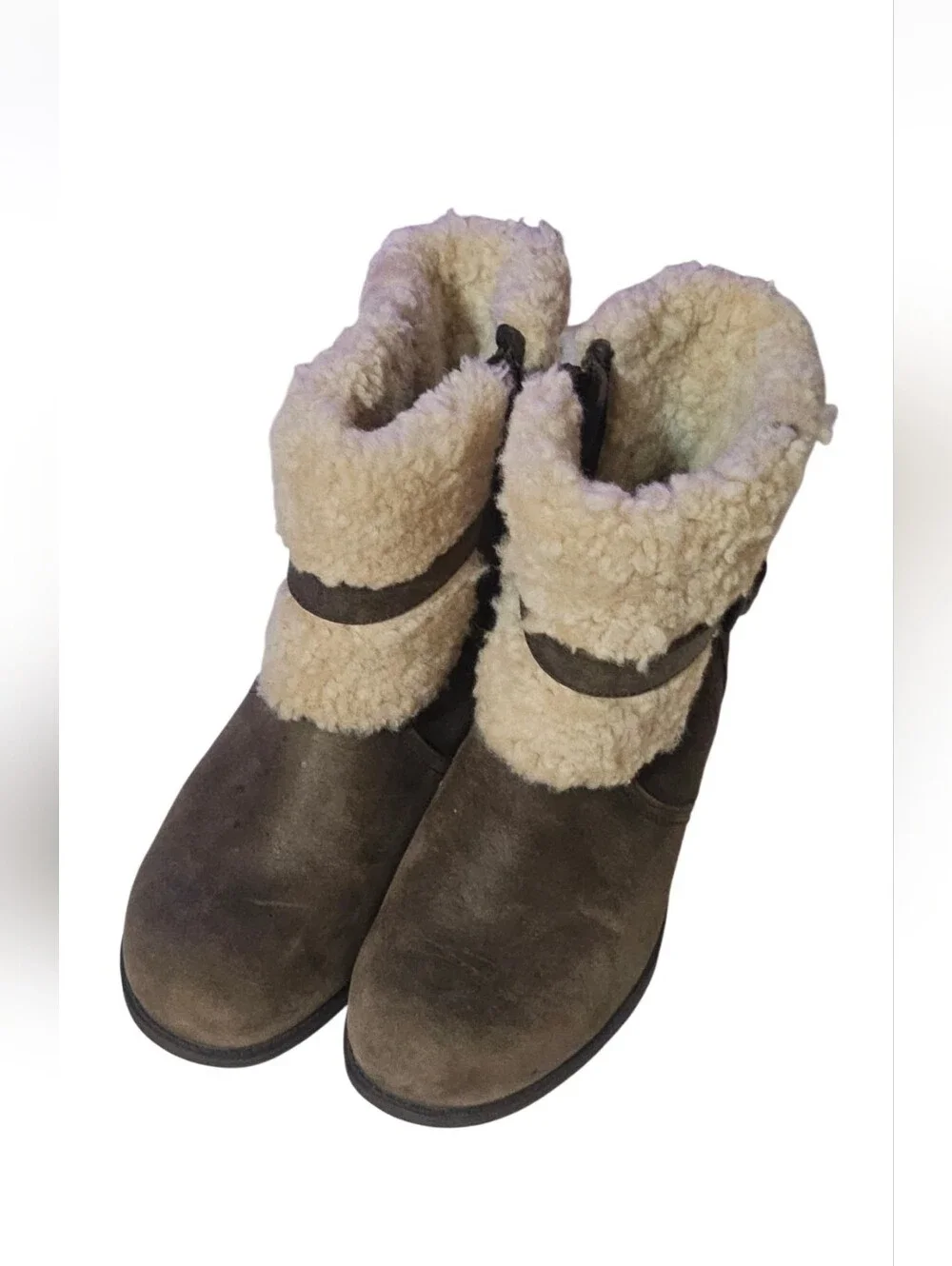 Uggs Shearling Lined Blayre 2 Ankle Boots in Cream and Chocolate 1008220 Sz 8
